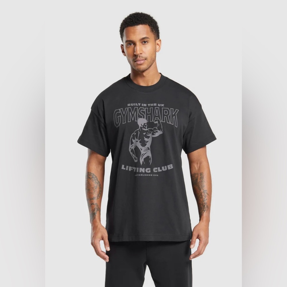 GYMSHARK Men’s Built in the UK T-Shirt Black- NWT